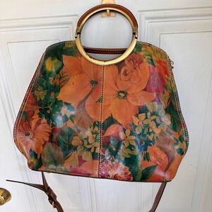 Floral Leather Handbag with Gold Accents by Patricia Nash